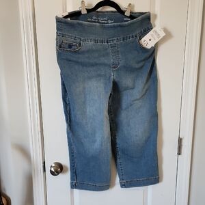 NWT Gloria Vaderbuilt Slimming Capri Blue Jeans Size 16
